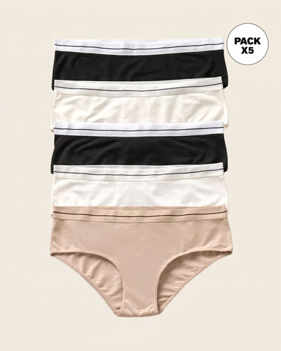 Paquete x 5 panties estilo hipster#color_s12-perla-negro-cafe-claro