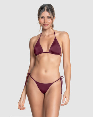 Vestido de baño bronceado perfecto bikini con top y panty anudables#color_220-vinotinto