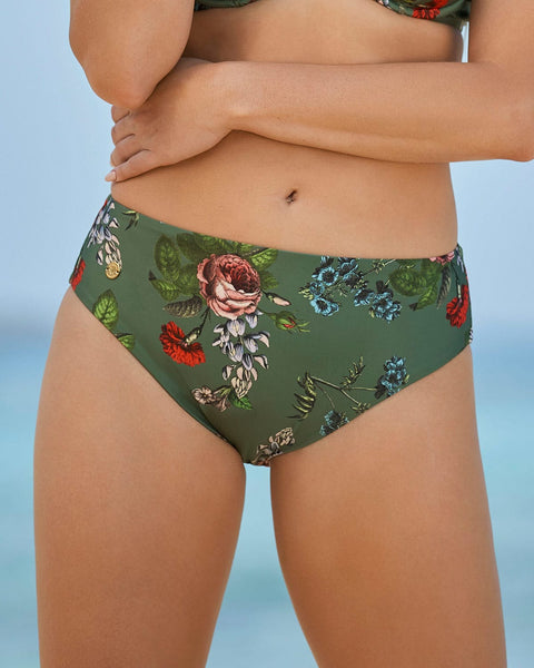 Panty de bikini de tiro medio estampado#color_617-estampado-verde-flores