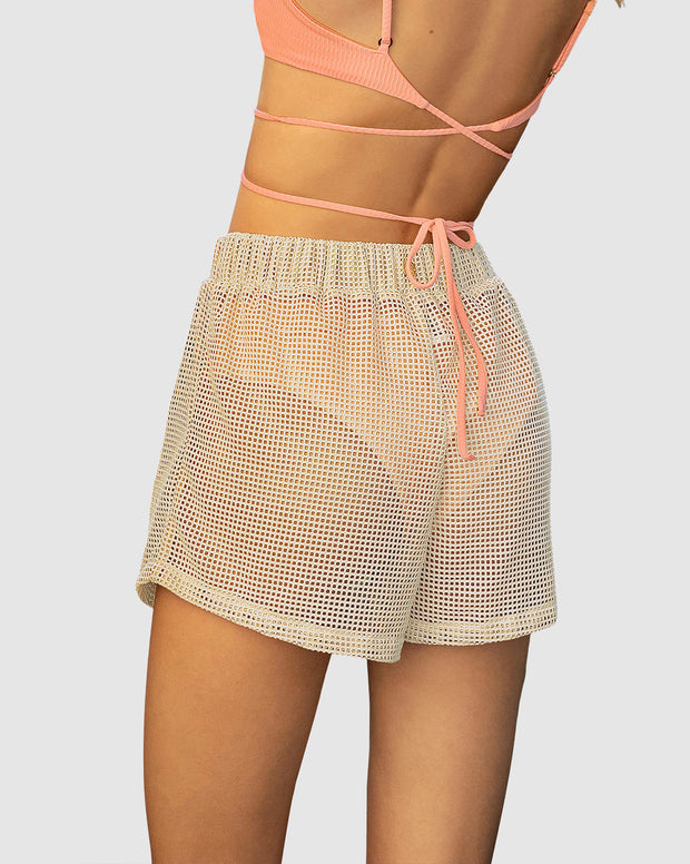 Short en malla con elástico en cintura