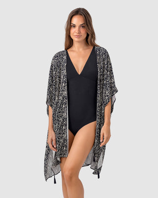 Salida de baño tipo kimono con borlas decorativas#color_c08-estampado-flores