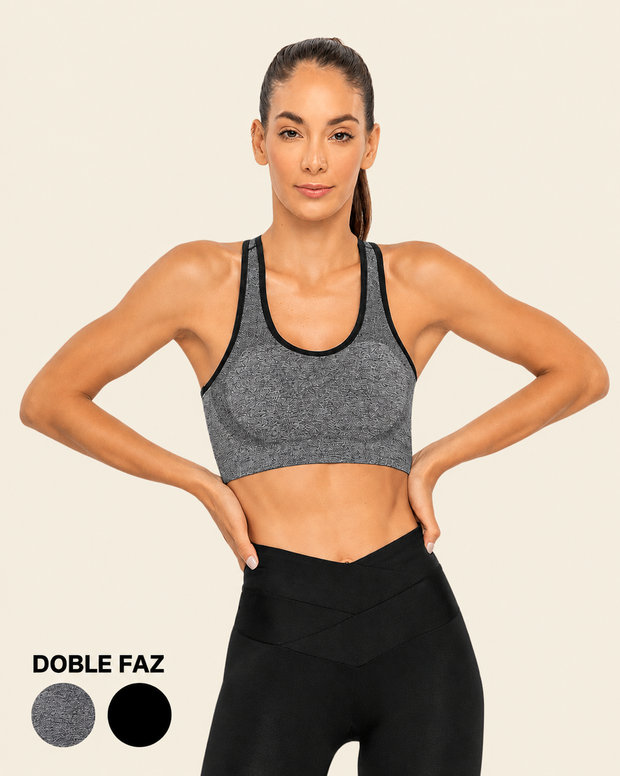Top sin costuras doble faz con soporte medio de busto