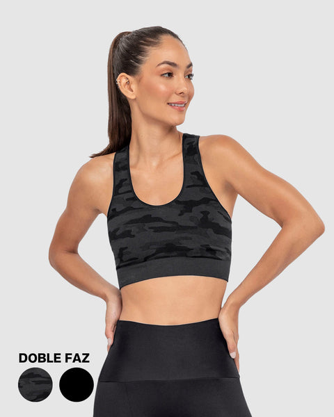 Top deportivo sin costuras doble faz#color_711-gris-camuflado