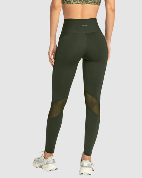 Legging de control con mallas transpirables en piernas#color_249-verde-oscuro