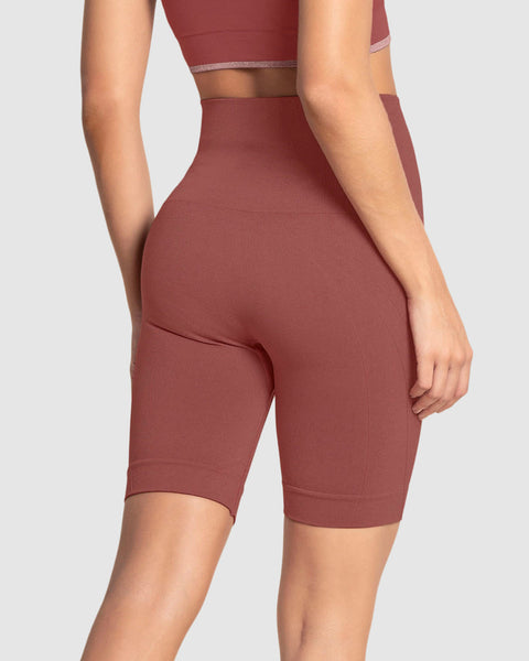 Short ciclista sin costuras control moderado en abdomen y muslos#color_194-vino-tinto