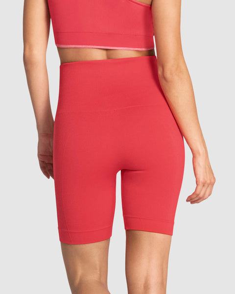 Short ciclista sin costuras control fuerte en abdomen medio y moderado en muslos#color_354-rojo