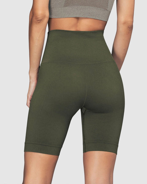 Short ciclista sin costuras control moderado en abdomen y muslos#color_663-verde-medio