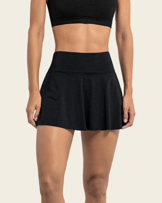 Falda deportiva con short interno con bolsillo#color_700-negro