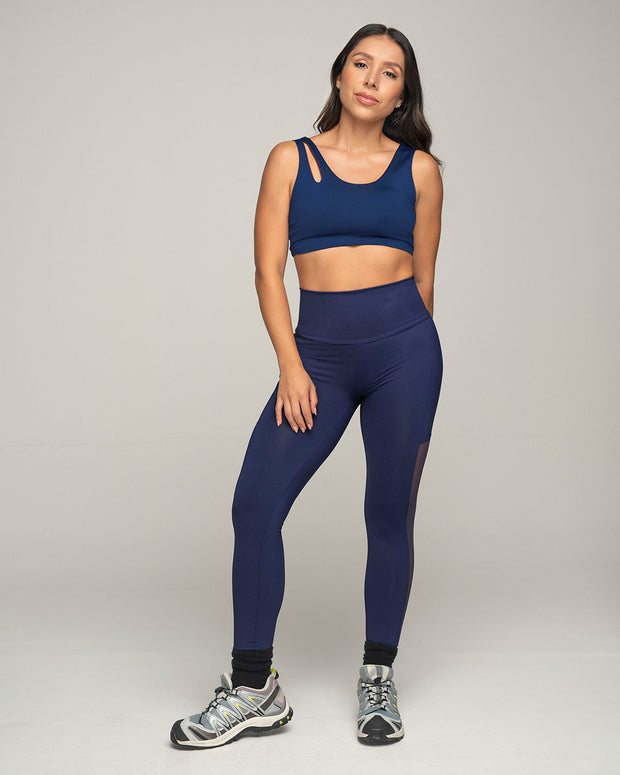Legging deportivo con bolsillo lateral y detalles en tul Leonisa