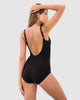 Vestido de baño de control suave de abdomen con drapeado en escote#color_700-negro