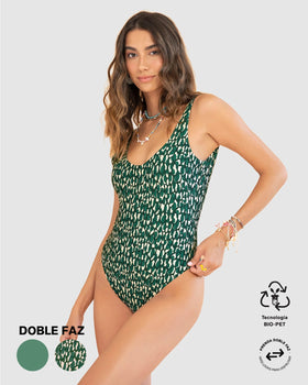 Vestido de baño entero BIO-PET doble faz#color_619-estampado-piel-verde