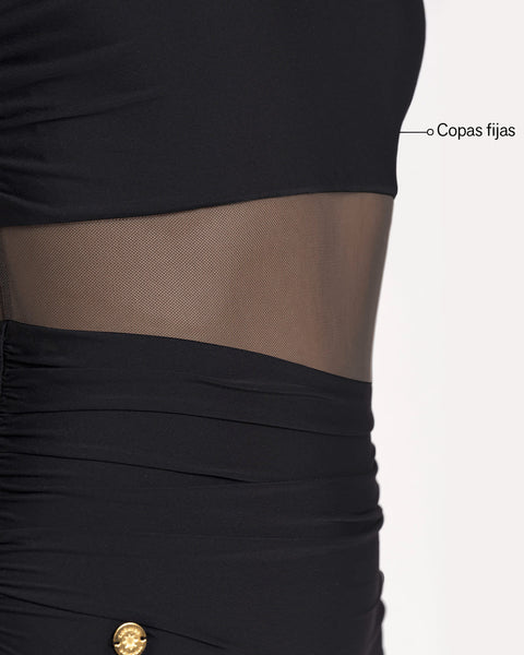 Vestido de baño entero de un solo hombro con control de abdomen#color_700-negro