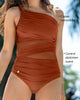 Vestido de baño entero de control de abdomen y hombro asimétrico#color_239-terracota