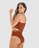 Vestido de baño entero de control de abdomen y hombro asimétrico#color_239-terracota
