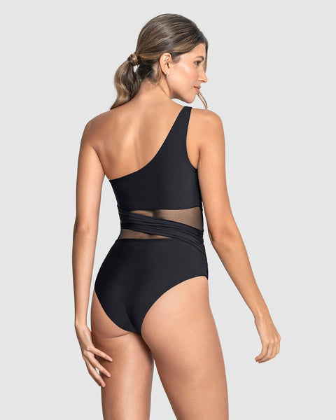 Vestido de baño entero de control suave de abdomen#color_700-negro