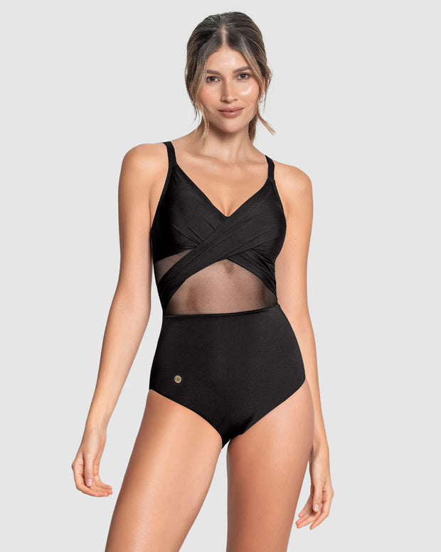 Vestido de baño entero control suave de abdomen elaborado con nylon reciclado