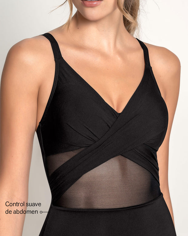 Vestido de baño entero control suave de abdomen elaborado con nylon reciclado