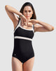 Vestido de baño entero ideal para nadar hecho con nylon reciclado#color_700-negro