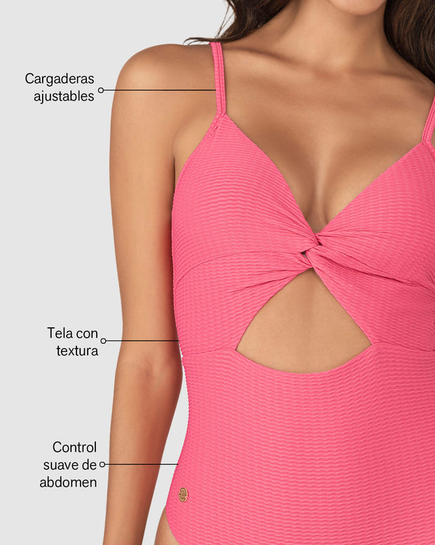 Vestido de baño entero de control suave con detalle de escote cruzado