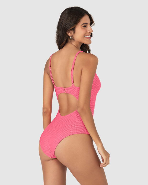 Vestido de baño entero de control suave con detalle de escote cruzado