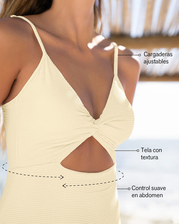 Vestido de baño entero de control suave con detalle de escote cruzado