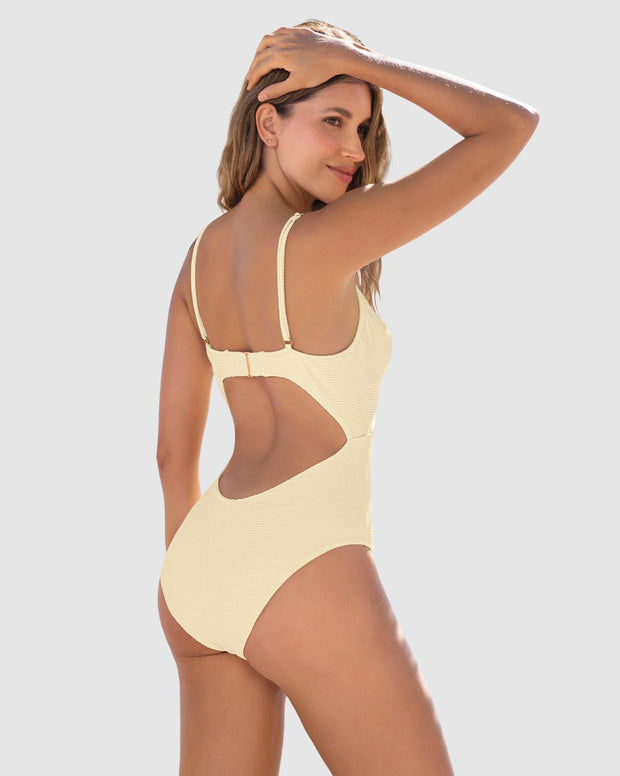 Vestido de baño entero de control suave con detalle de escote cruzado