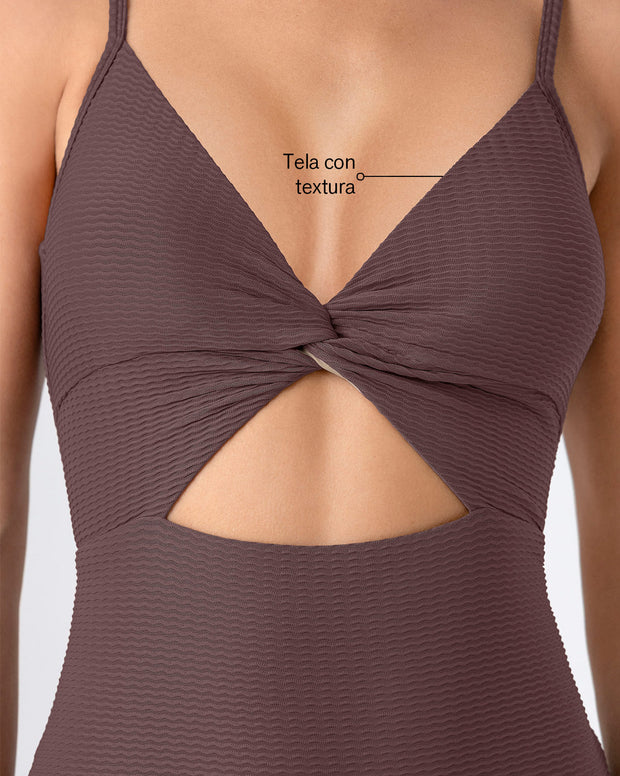 Vestido de baño entero de control suave con detalle de escote cruzado