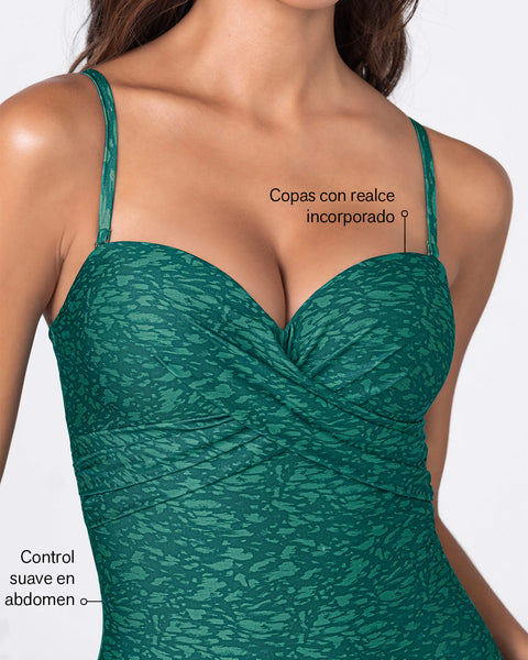 Vestido de baño de realce de busto elaborado con botellas PET#color_182-estampado-piel-verde