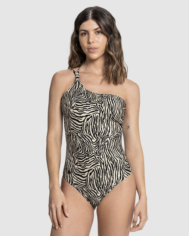 Vestido de baño entero de un solo hombro tecnología BIO-PET