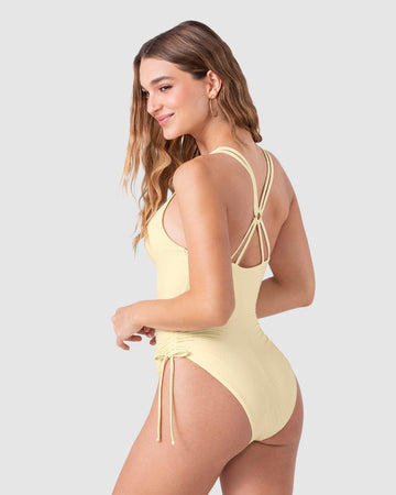 Vestido de baño entero graduable en piernas#color_111-amarillo-claro
