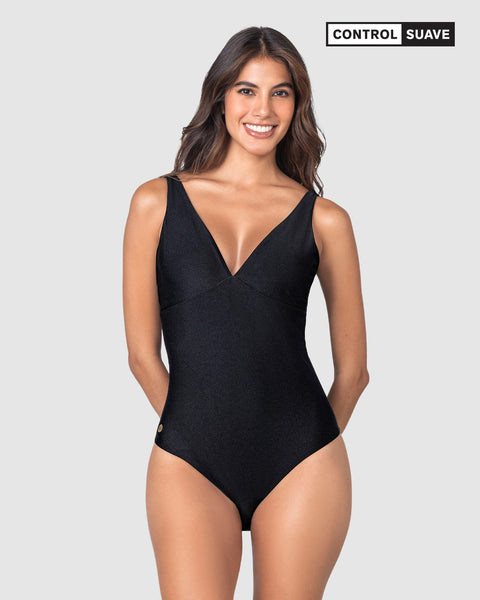 Vestido de baño entero escote profundo#color_700-negro