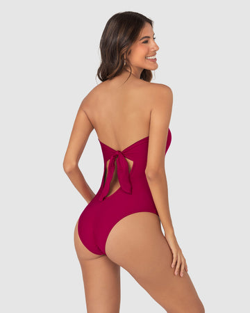 Vestido de baño entero con espalda ajustable#color_333-rojo