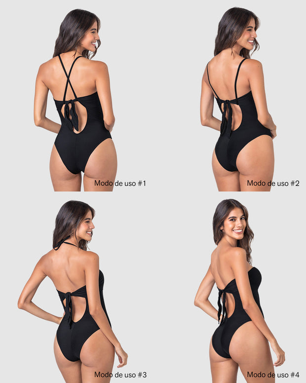 Vestido de baño entero con espalda ajustable