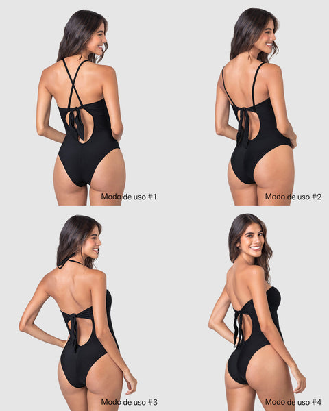 Vestido de baño entero con espalda ajustable#color_700-negro