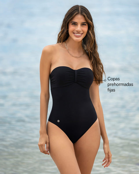 Vestido de baño entero con espalda ajustable#color_700-negro