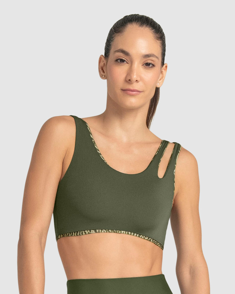 Top deportivo doble faz diseño asimétrico