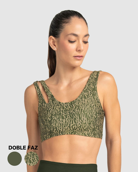 Top deportivo doble faz diseño asimétrico#color_a44-verde-estampado