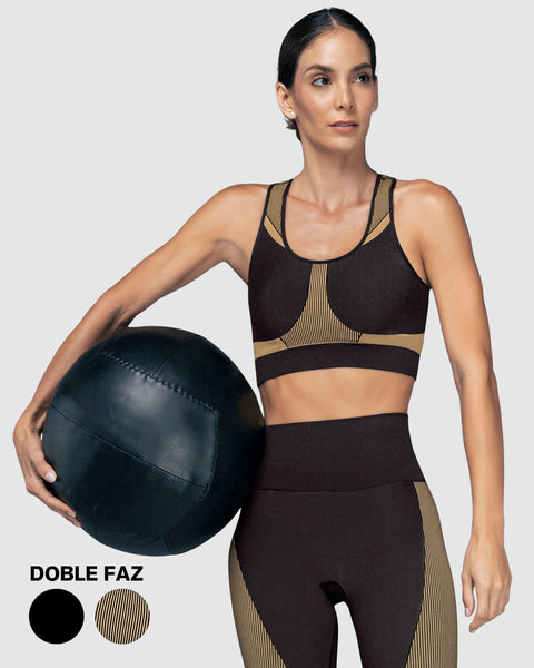 Top doble faz sin costuras de máximo soporte de busto#color_b15-taupe-negro