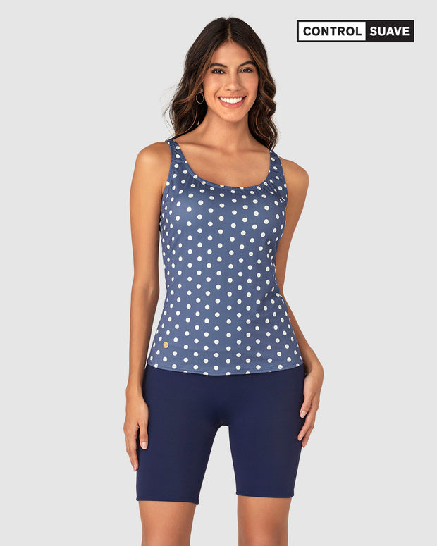 Vestido de baño de 2 piezas con camiseta y short de buen cubrimiento Tankini