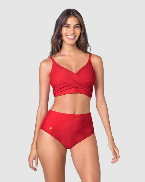 Bikini con panty tiro alto y top de buen cubrimiento#color_377-rojo