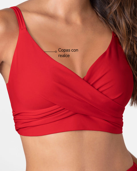 Bikini con panty tiro alto y top de buen cubrimiento#color_377-rojo