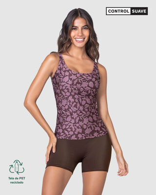 Vestido de baño con camiseta y short elaborado con botellas PET#color_447-estampado-flores-uva