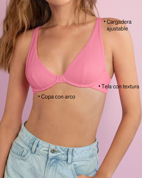 Bikini de escote profundo arco libre#color_376-rosado