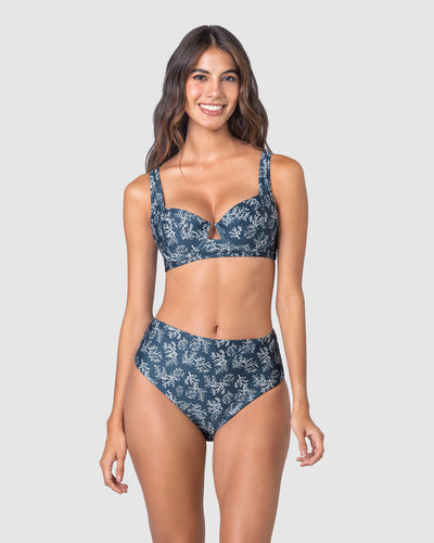 Bikini con panty tiro alto y top corsetero#color_589-estampado-corales