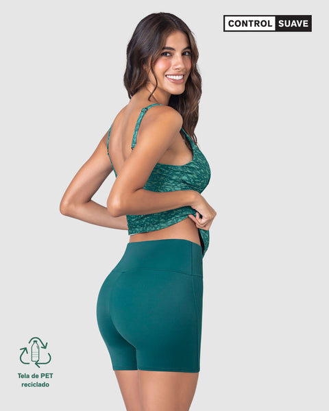 Vestido de baño camiseta drapeada + short#color_182-estampado-piel-verde