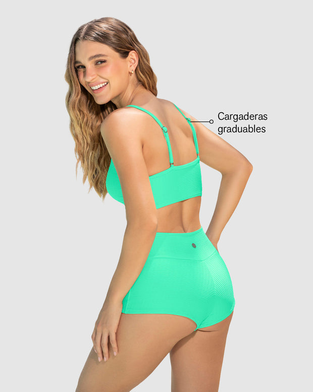 Bikini top + short de tiro alto