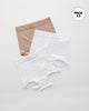 Paquete x 3 confortables panties clásicos de ajuste y cubrimiento total#color_990-surtido-cafe-claro-blanco
