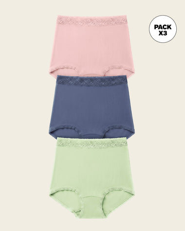 Paquete x 3 panties clásicos de ajuste y cubrimiento total#color_s14-rosa-claro-azul-verde-claro