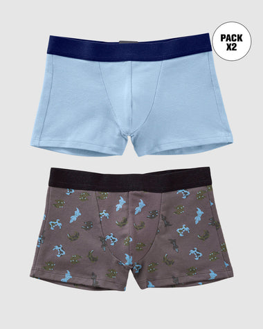 Bóxers cortos x2 niño#color_s03-azul-claro-gris-estampado