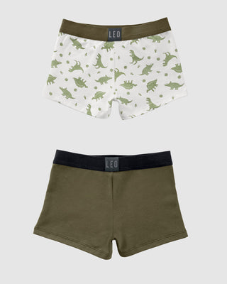 Bóxers cortos x2 niño#color_s09-verde-militar-marfil-estampado-dinosaurios